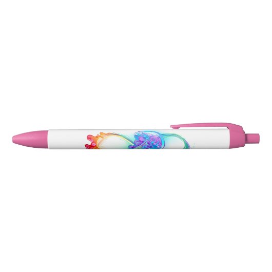 Stylo Noir Infinity avec Rainbow Jellyfish (Haut)