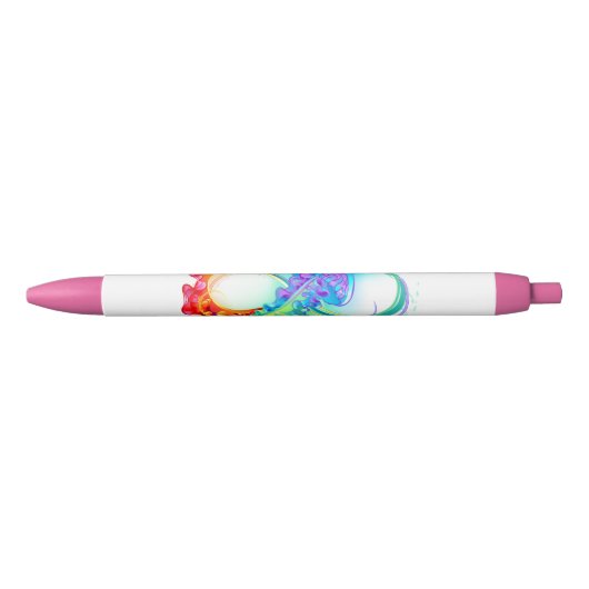 Stylo Noir Infinity avec Rainbow Jellyfish (Devant)