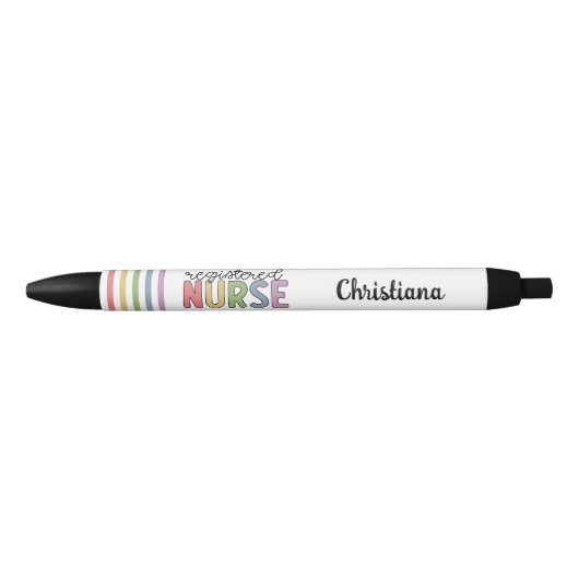 Stylo Noir Infirmière inscrite sur mesure Colorful Graduation (Devant)