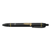 Stylo Noir Infirmière Monogramme & Golden Caduceus sur Noir (Bas)
