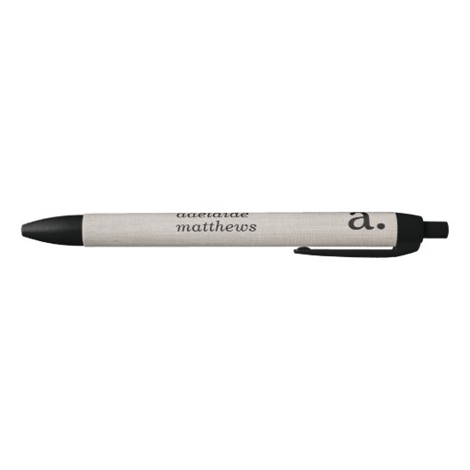 Stylo Noir Initiale de monogramme de style lin moderne profes (Bas)