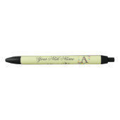 Stylo Noir Initiale florale élégante A (Devant)