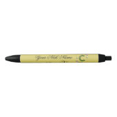 Stylo Noir Initiale florale élégante C (Devant)