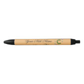 Stylo Noir Initiale florale élégante C (Devant)