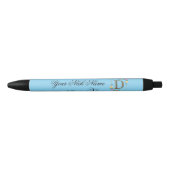Stylo Noir Initiale florale élégante D (Devant)