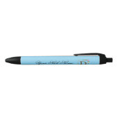Stylo Noir Initiale florale élégante D (Haut)