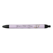 Stylo Noir Initiale florale élégante D (Devant)