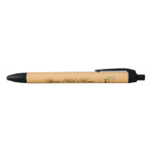 Stylo Noir Initiale florale élégante E (Haut)