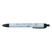 Stylo Noir Initiale florale élégante F (Bas)