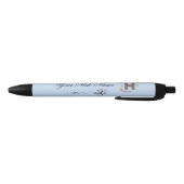 Stylo Noir Initiale Florale Élégante H (Bas)