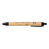 Stylo Noir Initiale florale élégante H (Bas)