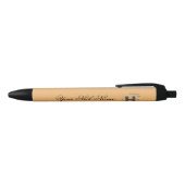 Stylo Noir Initiale florale élégante H (Haut)