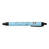 Stylo Noir Initiale Florale Élégante H (Bas)