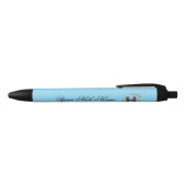 Stylo Noir Initiale Florale Élégante H (Haut)