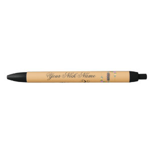 Stylo Noir Initiale florale élégante I