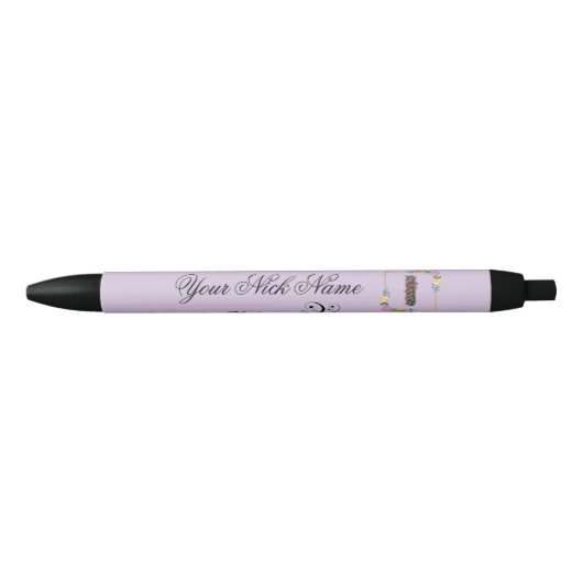 Stylo Noir Initiale florale élégante I (Devant)