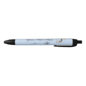 Stylo Noir Initiale florale élégante J (Bas)