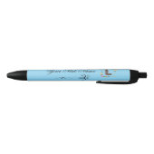 Stylo Noir Initiale florale élégante L (Bas)
