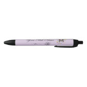 Stylo Noir Initiale Florale Élégante M (Bas)