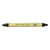 Stylo Noir Initiale Florale Élégante M (Devant)