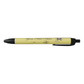Stylo Noir Initiale Florale Élégante M (Bas)