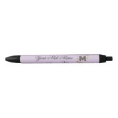 Stylo Noir Initiale florale élégante N (Devant)