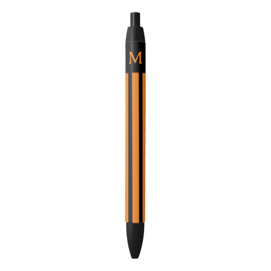 Stylo Noir Initiale simple et triée orange (devant Vertical)