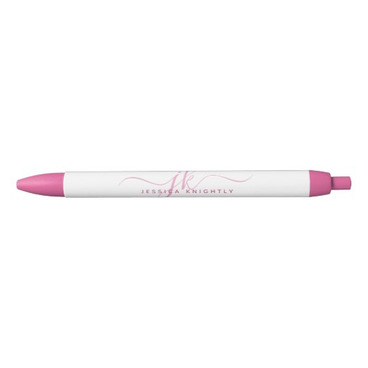 Stylo Noir Initiales de monogramme élégant en écriture rose a (Devant)