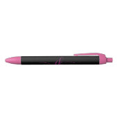 Stylo Noir Initiales de monogramme élégant en écriture rose a (Haut)