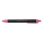 Stylo Noir Initiales de monogramme élégant en écriture rose a (Bas)