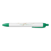 Stylo Noir Initiales de monogramme élégantes en or vert avec (Bas)