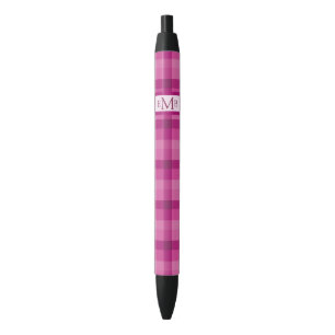 Stylo Noir Initiales de monogramme personnalisées à plaqué ro