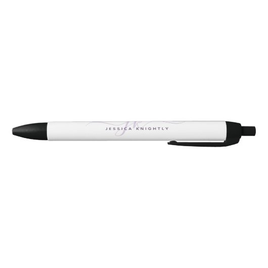 Stylo Noir Initiales de Monogramme violet à Script Chic Moder (Bas)