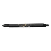 Stylo Noir Initiales de nom de monogramme de script or noir é (Devant)