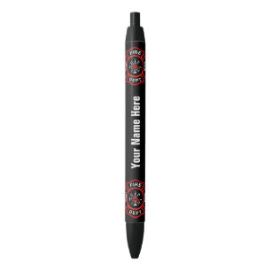 Stylo Noir Insigne de corps de sapeurs-pompiers avec le nom