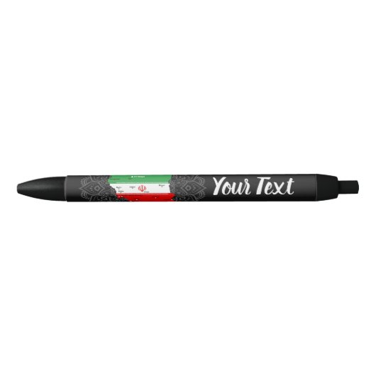Stylo Noir Iran Map with Flag and Emblem (Devant)