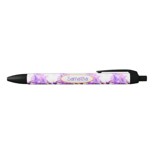 Stylo Noir Iris Violet Aquarelle Iris Nom de Femme (Haut)