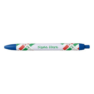 Stylo Noir Italie - Drapeau italien - Personnalisation verte