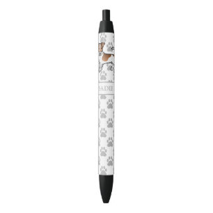 Stylo Noir Jack Russell Terrier à poil dur marron et nom