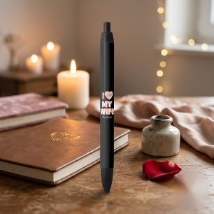 Stylo Noir J'aime ma femme personnalisé – Ajouter nom et phot