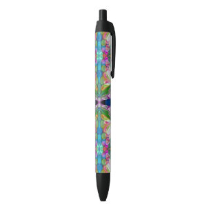 Stylo Noir Jardin de Fleur sauvage de libellules Abstrait Flo