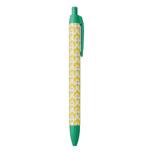 Stylo Noir Jardin Fleur Jaune Retro Motif