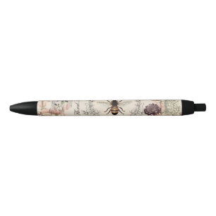 Stylo Noir Jardin français vintage moderne d'abeille