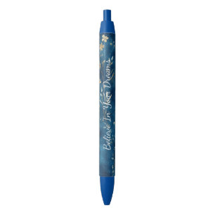 Stylo Noir Jardins Floraux Bleus