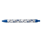 Stylo Noir Jardins Floraux Bleus (Devant)