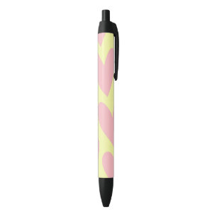 Stylo Noir Jaune rose mignon Coeur simple Motif Y2K