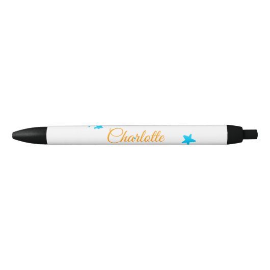 Stylo Noir Jaune soleil bleu étoiles heureux anniversaire ajo (Devant)