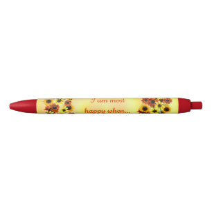 Stylo Noir Je suis le plus heureux quand, tournesol wreaes st