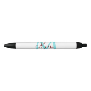 Stylo Noir jeté simple minimal ajouter nom monogramme rose ro