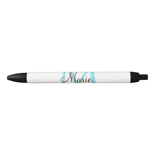 Stylo Noir jeté simple minimal ajouter nom monogramme rose ro (Devant)
